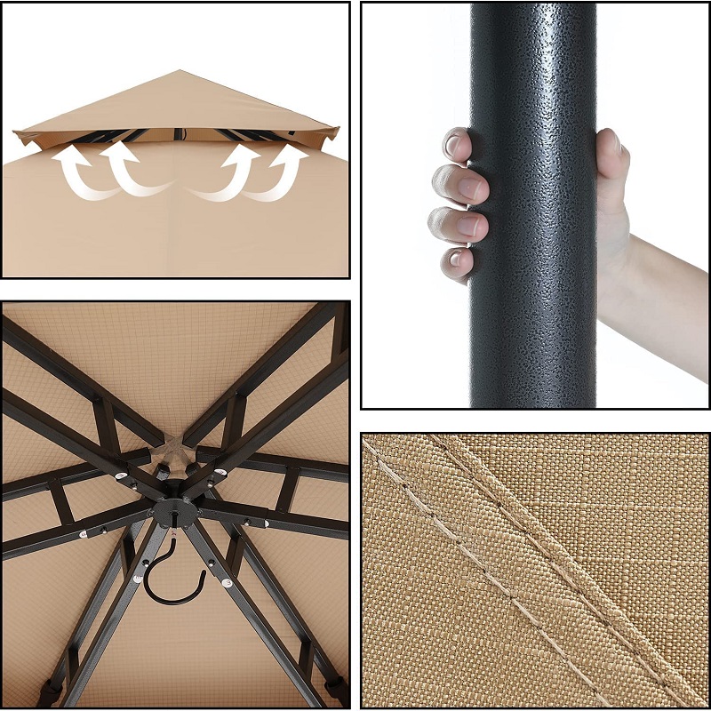 10 \\ 'x10 \\' Gazebos pour patios Gazebo hexagonal extérieur avec des rideaux de filet et d'intimité