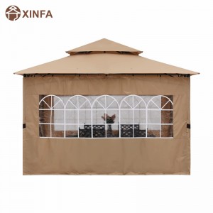 10’x10 ”Gazebo extérieur pour patio avec parois latérales de la fenêtre de l\'église, marron
