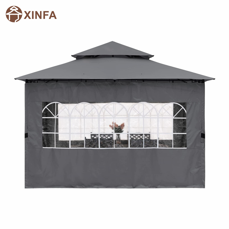 10’x10 ”Gazebo extérieur pour patio avec parois latérales de la fenêtre de l'église, gris