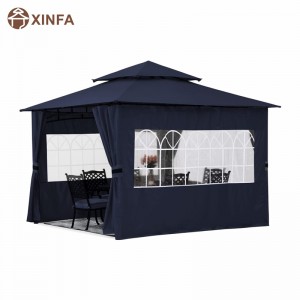 10’x10 ”Gazebo extérieur pour patio avec parois latérales de la fenêtre de l\'église, bleu