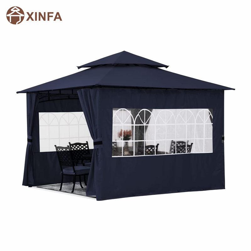 10’x10 ”Gazebo extérieur pour patio avec parois latérales de la fenêtre de l'église, bleu