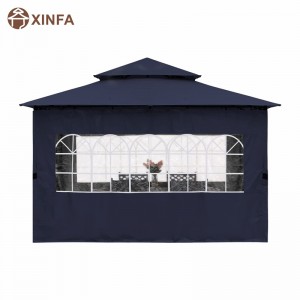 10’x10 ”Gazebo extérieur pour patio avec parois latérales de la fenêtre de l\'église, bleu