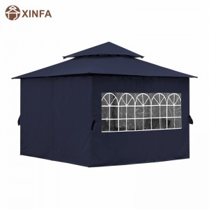 10’x10 ”Gazebo extérieur pour patio avec parois latérales de la fenêtre de l\'église, bleu