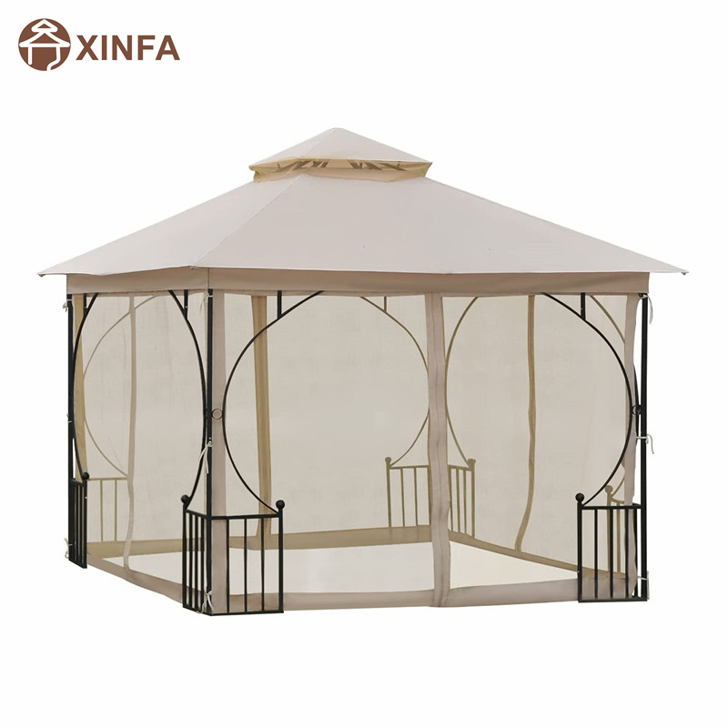 10 \\ 'x 10 \\' Steel Outdoor Garden Gazebo auvent avec murs de filet en filet et un toit résistant aux rayons UV