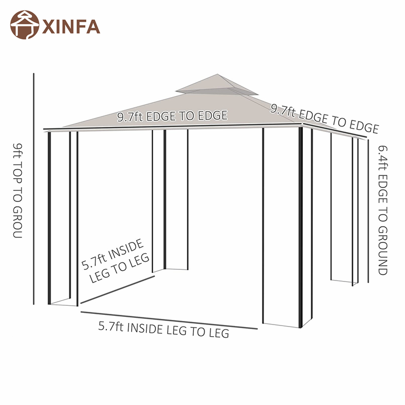 10 \\ 'x 10 \\' Steel Outdoor Garden Gazebo auvent avec murs de filet en filet et un toit résistant aux rayons UV