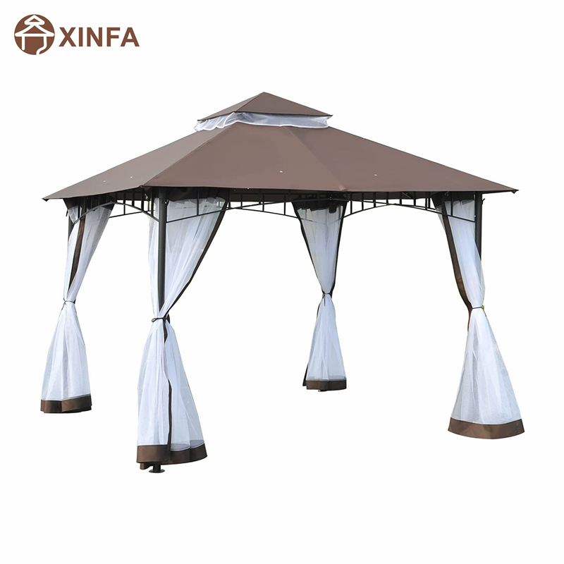 10 \\ 'x 10 \\' Tente de canopée à gaze patio extérieur avec parois latérales en filet, auvent à 2niveaux pour la cour, café
