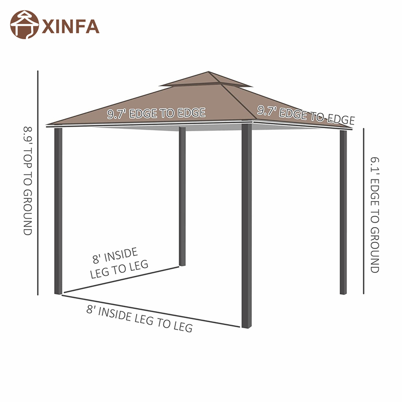 10 \\ 'x 10 \\' Tente de canopée à gaze patio extérieur avec parois latérales en filet, auvent à 2niveaux pour la cour, café