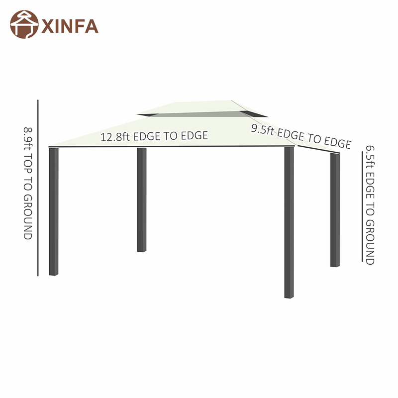 10 \\ 'x 13 \\' Gazebo à gazebo double toit extérieur au gazon abri avec filet&rideaux, jaune clair