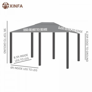 10 \\\\ \'x 13 \\\\\' SHELTER DE COMPAUX DE GAZEBO PATIO EXTÉRIEUR AVEC 6 LATÉES AMOVABLES, GRENE
