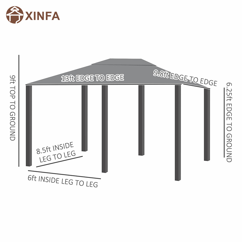 10 \\ 'x 13 \\' SHELTER DE COMPAUX DE GAZEBO PATIO EXTÉRIEUR AVEC 6 LATÉES AMOVABLES, GRENE