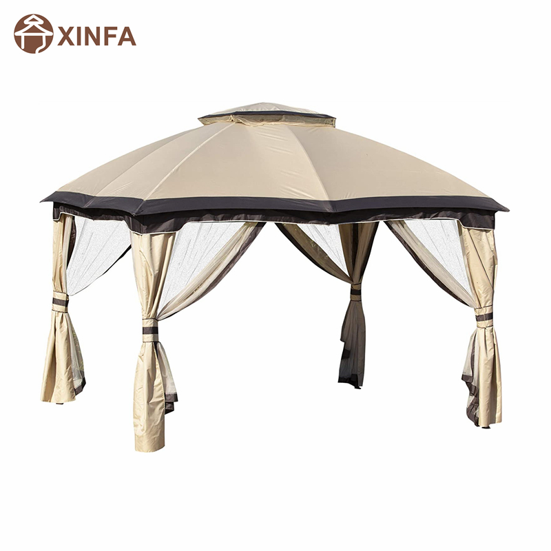 12 \\ 'x 10 \\' Tente de canopée de gaze extérieure à 2niveaux deniveau pour patio avec parois de maille à fermeture éclair, beige beige