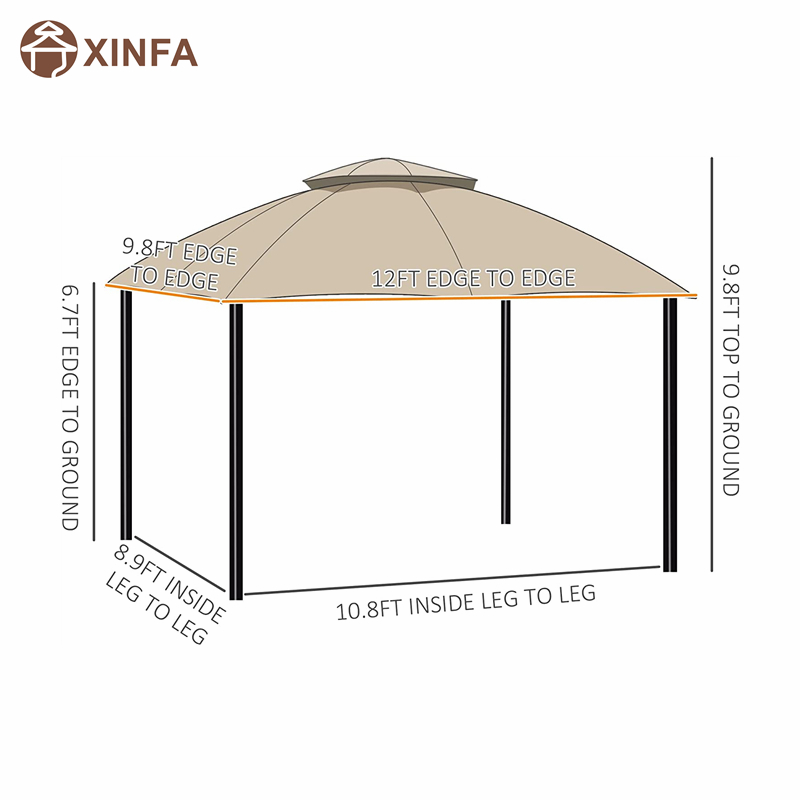 12 \\ 'x 10 \\' Tente de canopée de gaze extérieure à 2niveaux deniveau pour patio avec parois de maille à fermeture éclair, beige beige