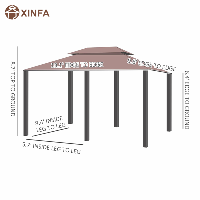 10 \\ 'x 13 \\' Gazebo de pergola molle extérieur avec rideaux, gazebo à cadre en acier à 2niveaux pour patio, Khaki