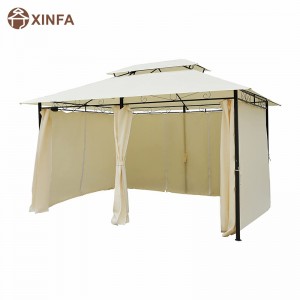10 \\\\ \'x 13 \\\\\' Pergola de gazebo molle extérieur avec rideaux, gazebo à cadre en acier à 2niveaux blanc crème pour patio