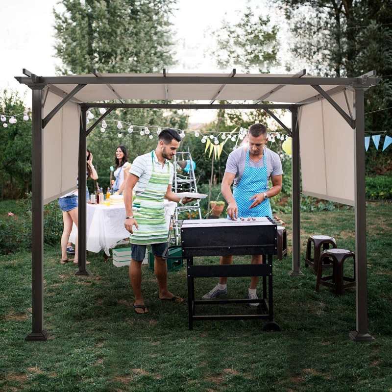 10 \\ 'x 10 \\' Pergola extérieur, structure de teinte de meubles de patio, gazebo pergola en acier extérieur avecnuances de canopée rétractables