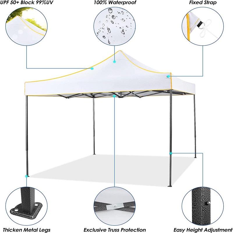 10x 10 tente pop-up Tente commerciale Commercial Gazebo Tente de canopée imperméable pour les fêtes Camping Blanc