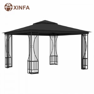 Gazébo à gaze extérieur jardin de gazebos imperméables avec un filet de moustique à quatre côtés,noir