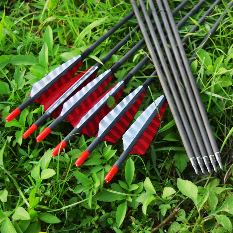 Arrows en carbone avec des plumes pour les archers d\'arc traditionnels