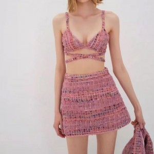 Tempérament rétro Small Fragrance Suit en jupe mince en tweed