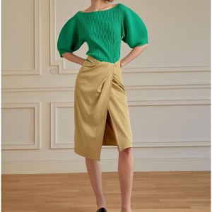 Jupe à fente plissée de style de vacances français 2023 Nouvelle jupe entièrement apparente