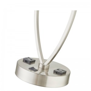 Sleep One Light Table Lampe avec finitionnickel brossée, un interrupteur à bascule sur/off et deux prises à la salle d\'hôtes