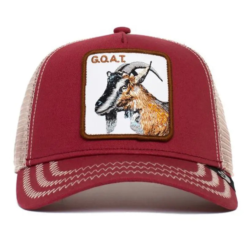 Carton d'animal personnalisé en gros personnage personnalisé Mesh Broidered Trucker