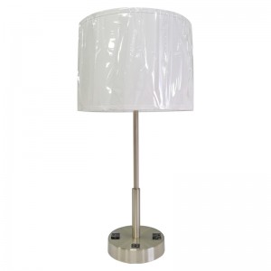 Lampe de table de table de chevet de finitionnickel à style simple brossé avec un interrupteur à rocker twin sur/off et deux sorties pratiques à la salle d\'or