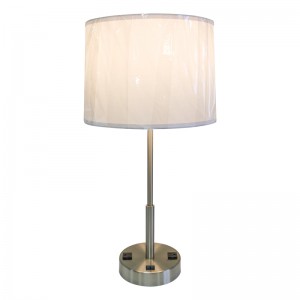 Lampe de table de table de chevet de finitionnickel à style simple brossé avec un interrupteur à rocker twin sur/off et deux sorties pratiques à la salle d\'or