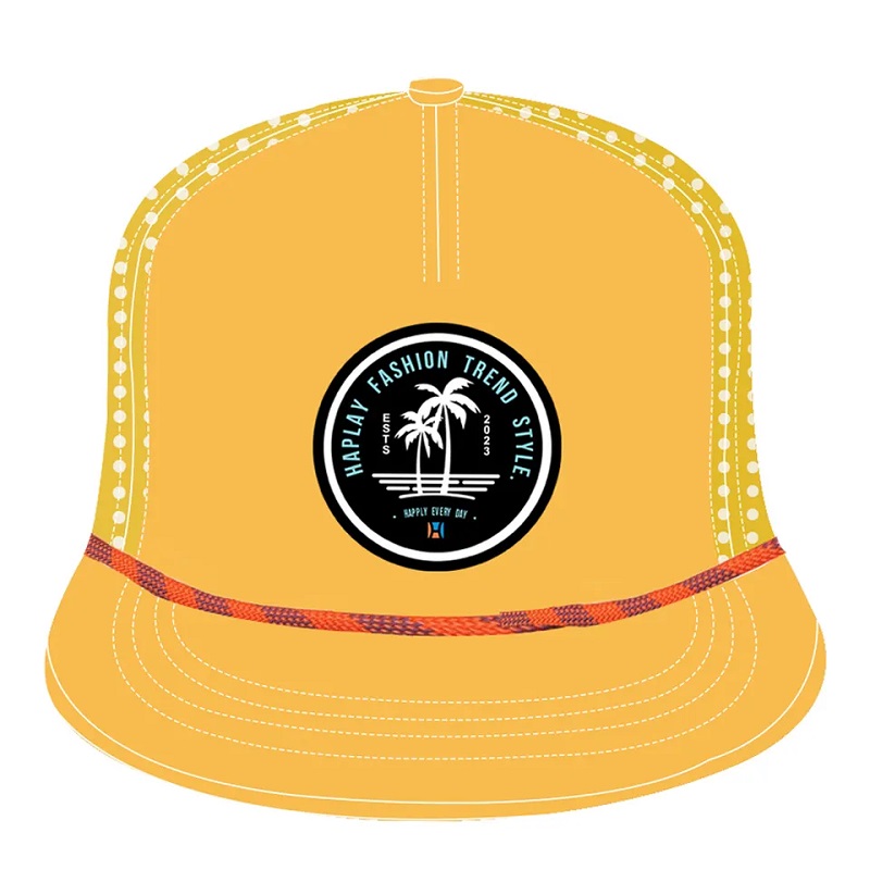 Logo en caoutchouc PVC à 5 panneaux personnalisé Logo Corde de luxe Snapback Cap Hip Hop Flat Brim Gorras Laser Trou coupé Perfoated Hat