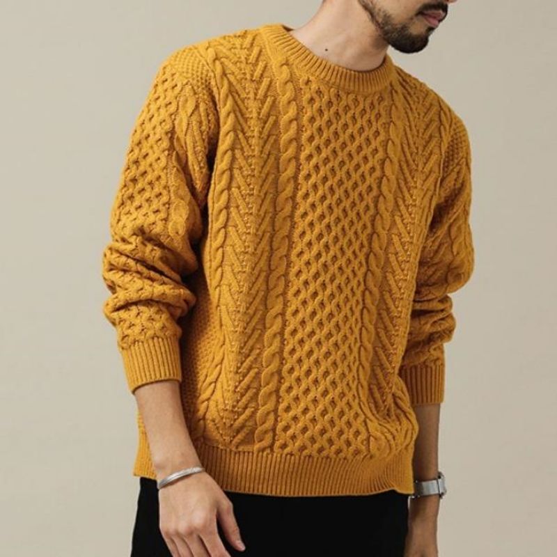 Couleur de couleur un pull-tricot à cavalier décontracté élégant Hommes