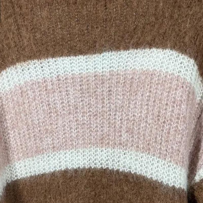 Sweater de traits de tricots Mohair Stripe de Mohair Women