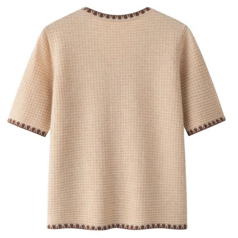 Fashion Summer Trecit Cardigan Top V Neck ShortSleeve Sweater