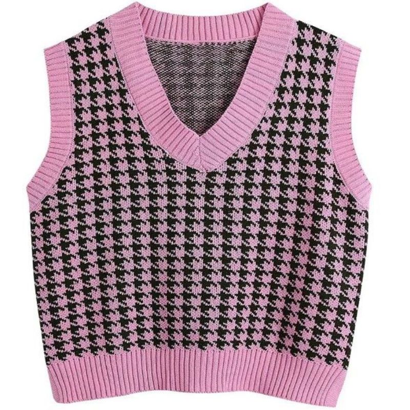 Modèle en tricot pull gilet sans manches lâches en V