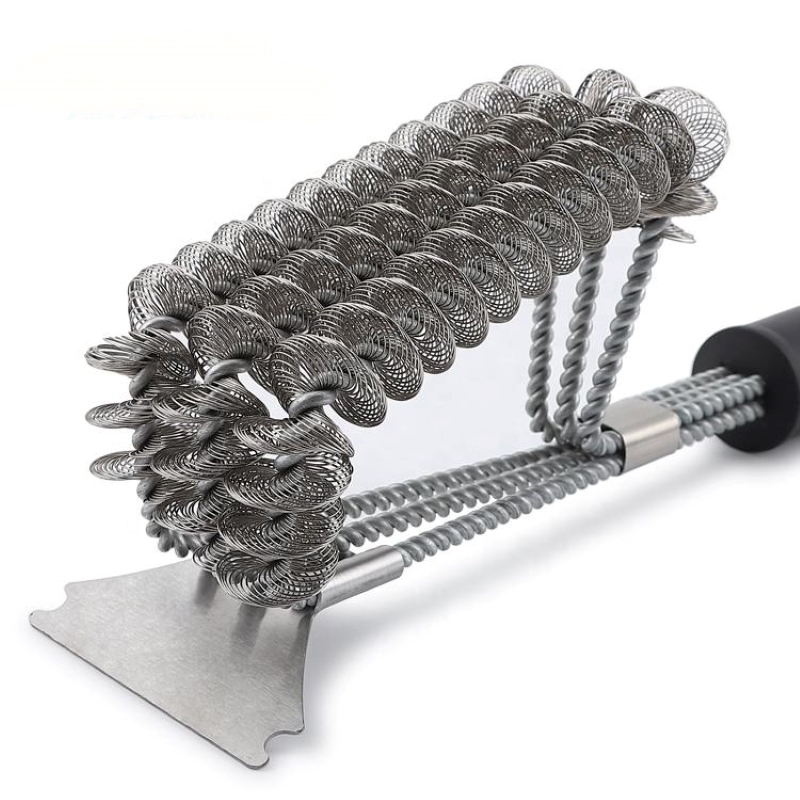 Poignée solide 2 en 1 en acier inoxydable Bristle BBQ Nettoyer de brosses de brosses