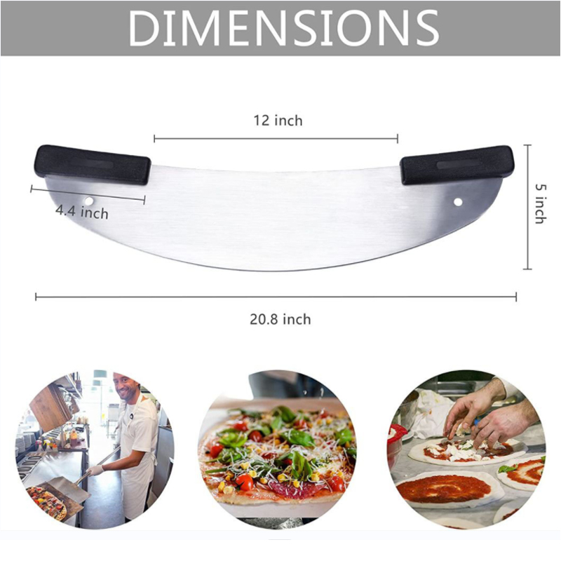 Pizza en acier inoxydable de 20 pouces, pizza à pizza Rocker à pizza pour la manche en plastique de cuisine.