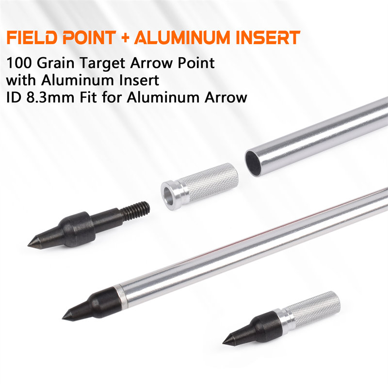Elongarrow 100 grain de flèches à vis et inserts en aluminium