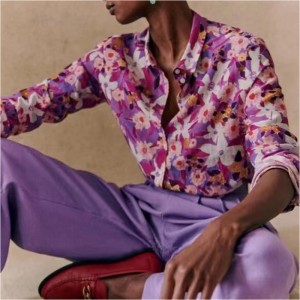 Nouveau motif moderne élégant français moderne en soie et en coton à manches longues à manches longues à manches longues