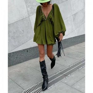 Retro Design Casual Vin V-Neck Color Clove Blouse Automne NOUVELLE LANCE LANTER