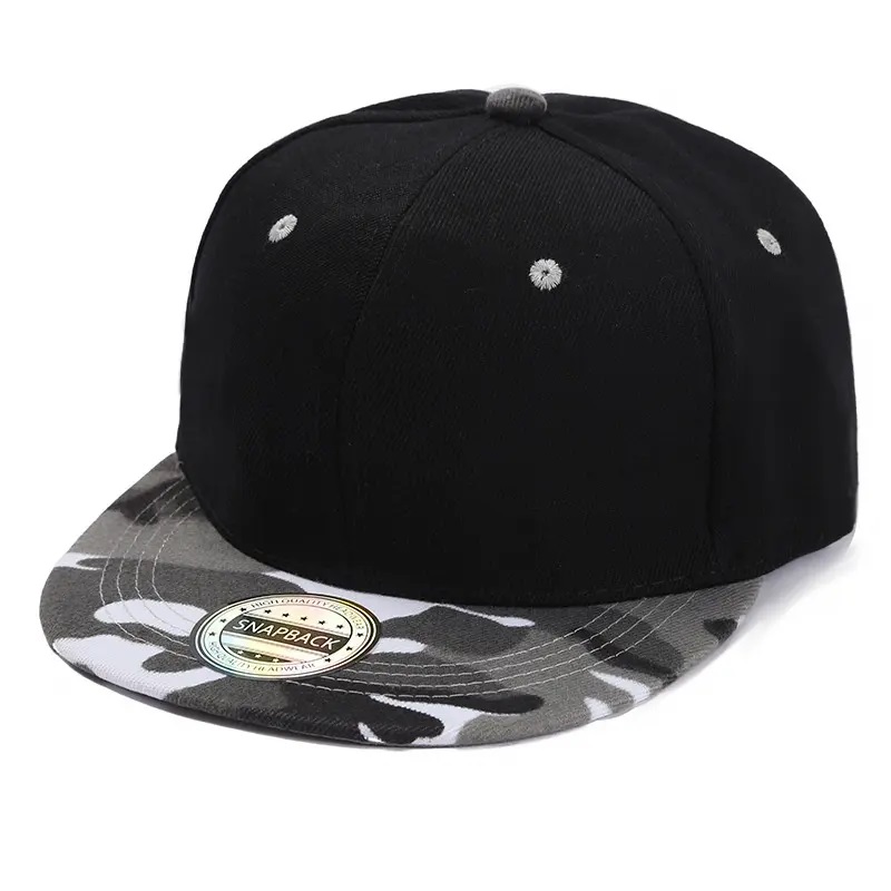 Plaque d'éclairage camo de couleur solide logo personnalisé plat le long des capuchons de baseball hommes et femmes Hip Hop Skateboard Snapback Caps