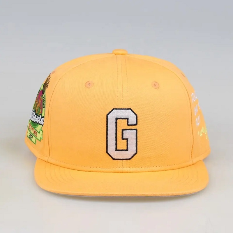 Casque de baseball Snapback à six panneaux en Chine pour les hommes personnalisés Gorras Snapbacks HAPEURS JAUNE