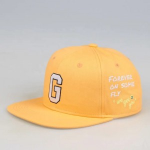 Casque de baseball Snapback à six panneaux en Chine pour les hommes personnalisés Gorras Snapbacks HAPEURS JAUNE
