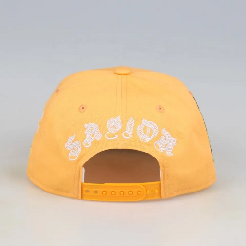 Casque de baseball Snapback à six panneaux en Chine pour les hommes personnalisés Gorras Snapbacks HAPEURS JAUNE