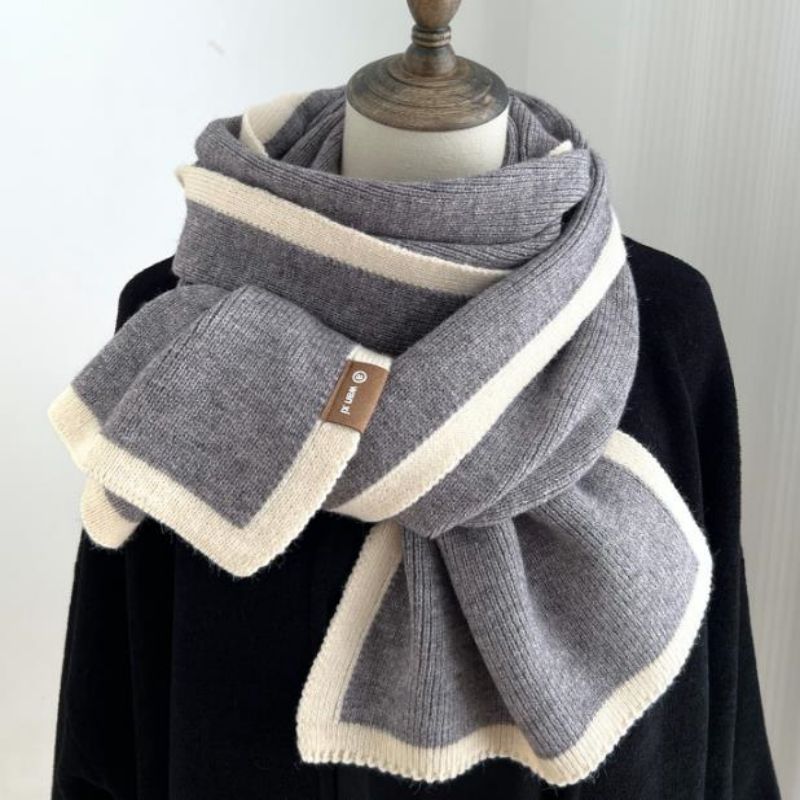 Écarpe hivernale tricotée Couleur de contraste chaud personnalisé Les femmes douces écharpes tricot