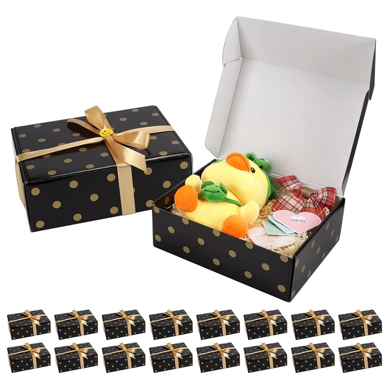 Boîte-cadeau en cartonnoir et or personnalisé