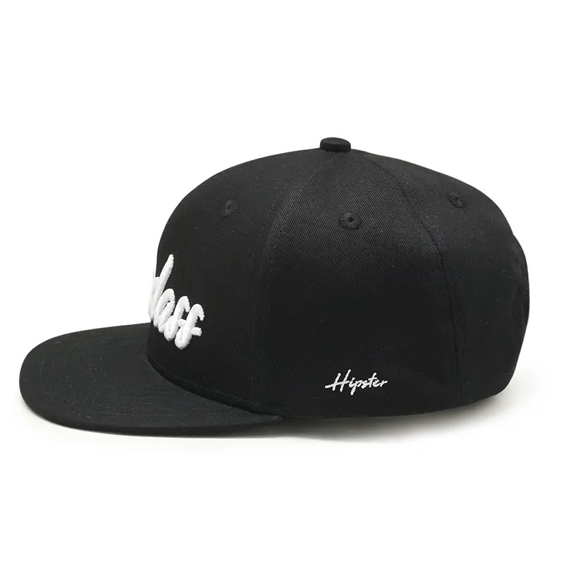 OEM Design Flat Brim 6 Panneau Panneau personnalisé 3D Logo Logo Hip Hop Cap Snapback Hat pour hommes