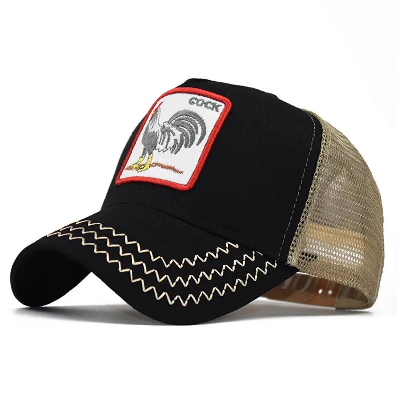 Wholesale Fashion 5 Panel Cartoon Sports Caps broderie Mesh Gorros Baseball Cap Men Animal Truckers Chapeaux