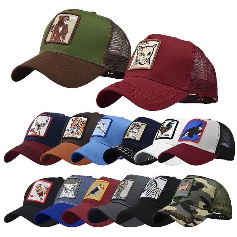 Wholesale Fashion 5 Panel Cartoon Sports Caps broderie Mesh Gorros Baseball Cap Men Animal Truckers Chapeaux