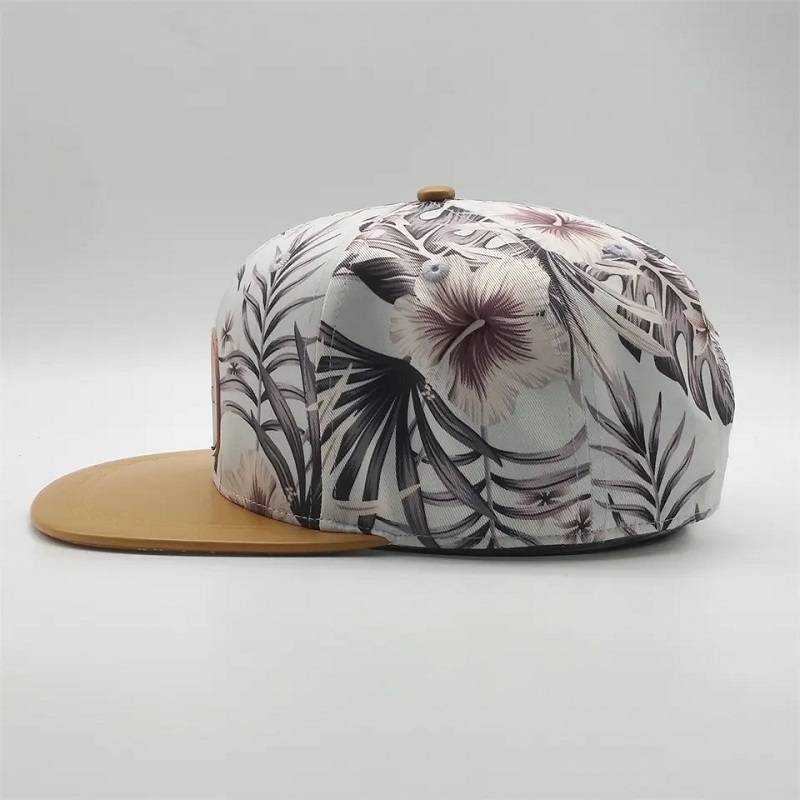 Personnalisez les chapeaux Snapback imprimés, le capuchon à bord plat d'impressionnumérique, les chapeaux Snapback de logo patch en cuir