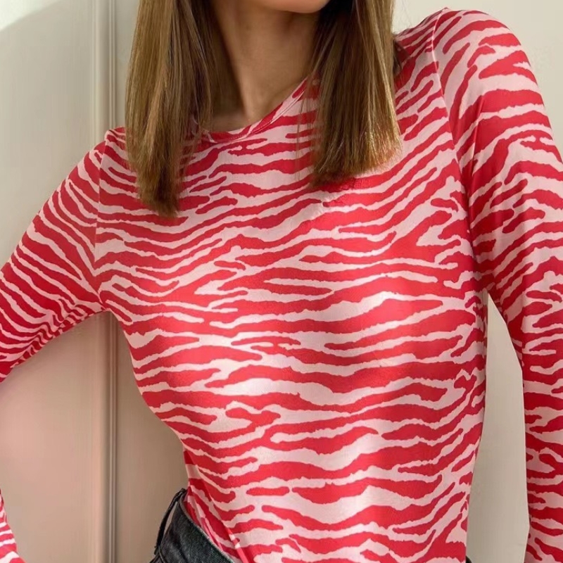T-shirt à imprimé zébré de style européen et américain