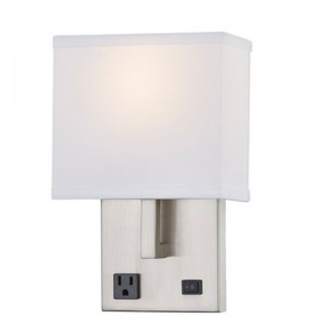 Hospitality Hotel Hand Mur Murce avec finitionnickel brossée et demi-ombre de tissu rectangulaire à l\'hôtel chambre d\'hôtes typique